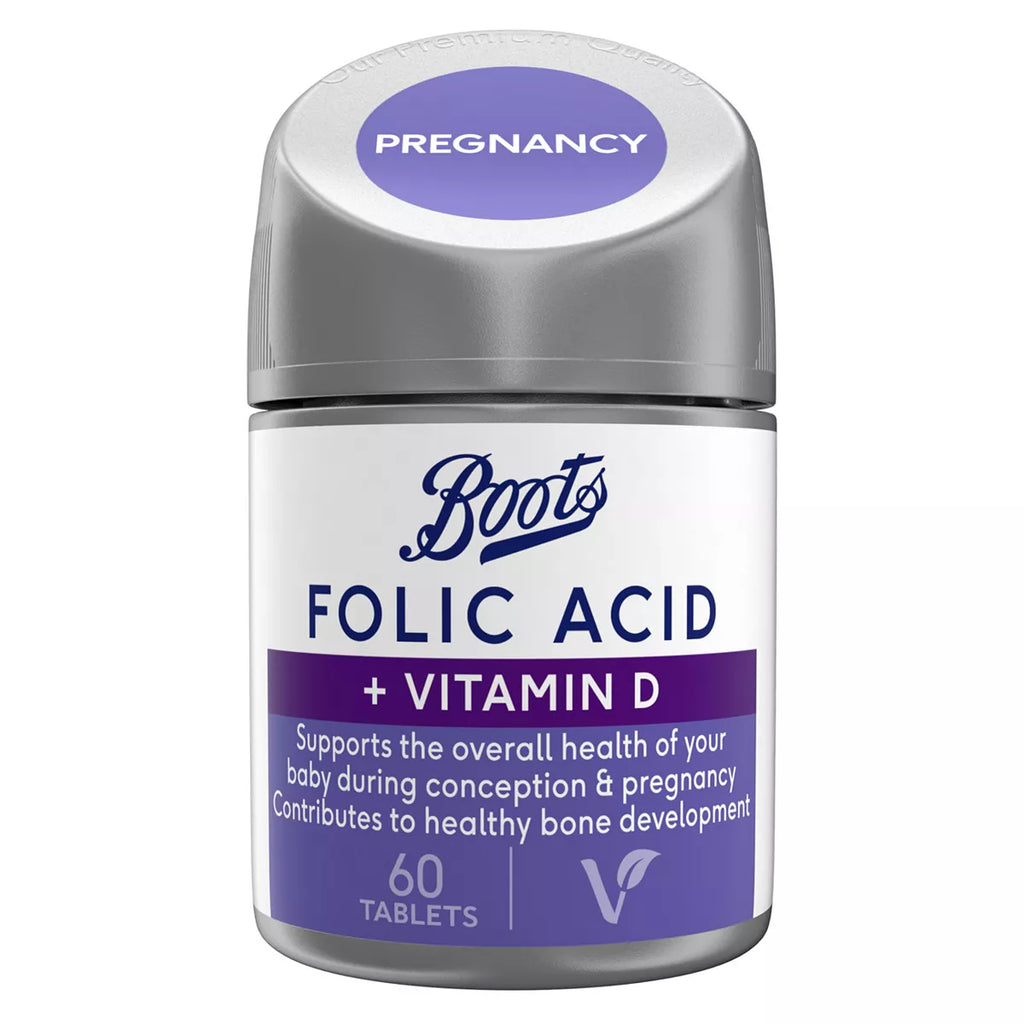 Boots Folic Acid + Vitamin D 60 Tablets (2 month supply)