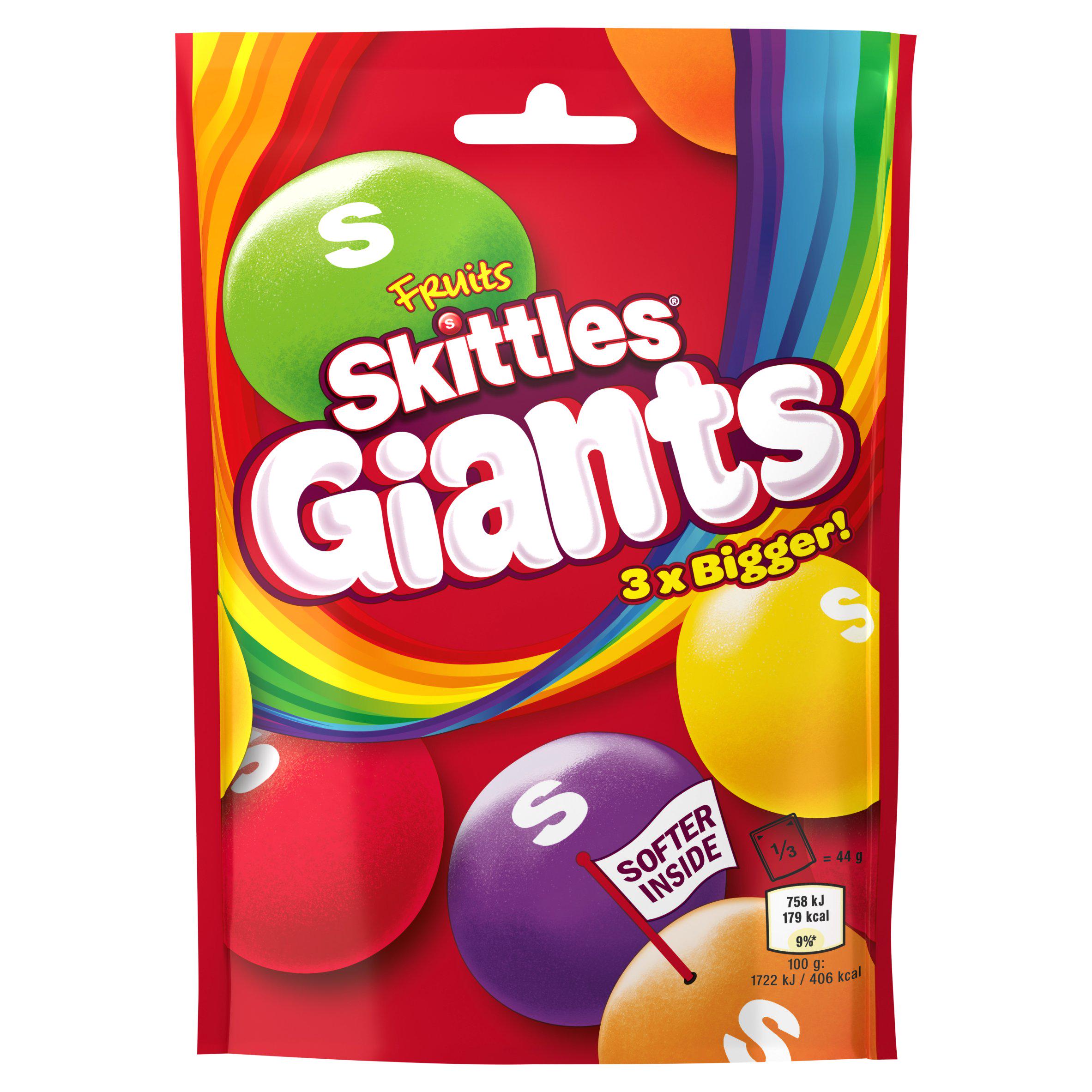 Skittles Giants Vegan Chewy Sweets Fruit Flavoured Pouch Bag 132g GOODS Sainsburys   