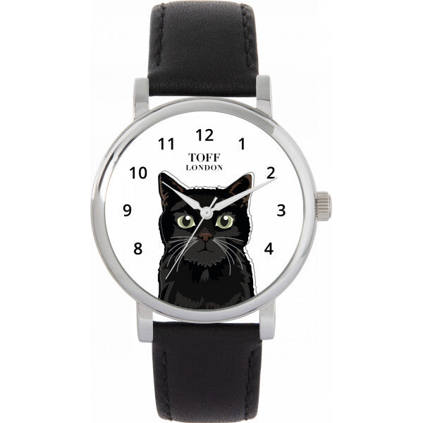 Toff London White Ladies Black Cat Head watch 38mm (British brand)