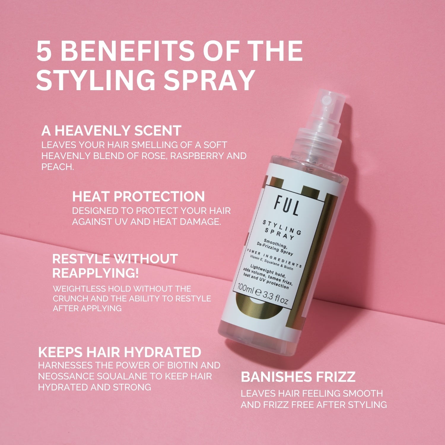 FUL Styling Spray 100ml hair product, imported from the UK