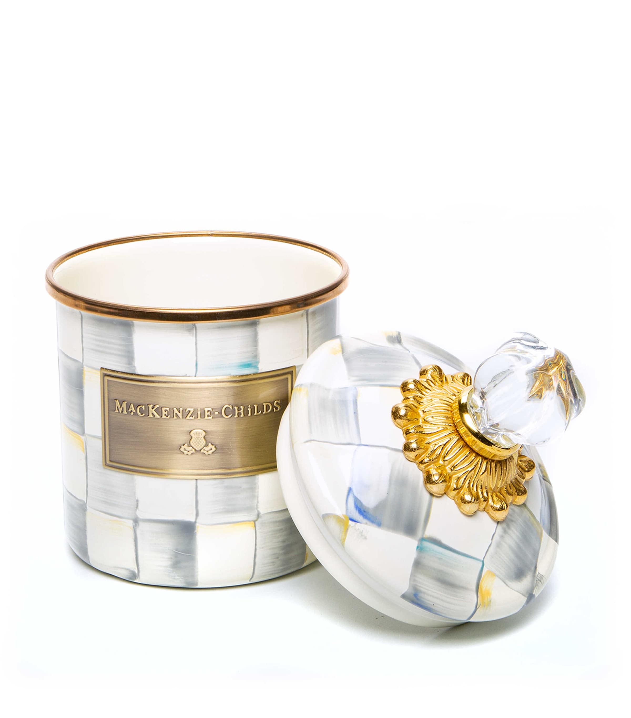 MacKenzie-Childs Demi Sterling Check Canister 17cm, imported from the UK