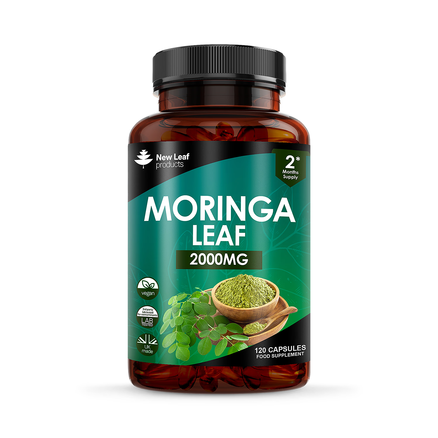 New Leaf Products moringa capsules with black pepper 120, UK version