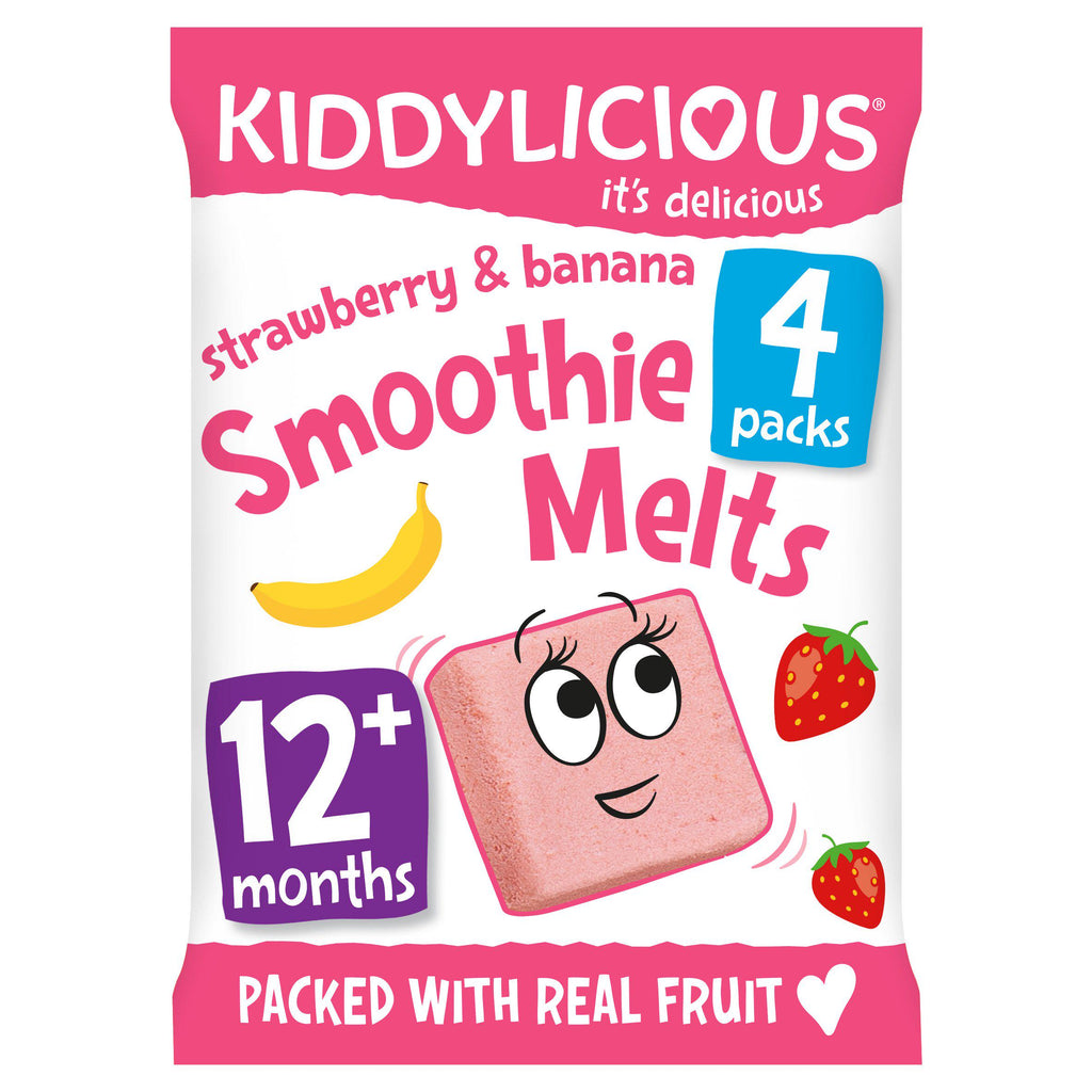 Kiddylicious Strawberry & Banana Smoothie Melts Baby Snacks 4x6g