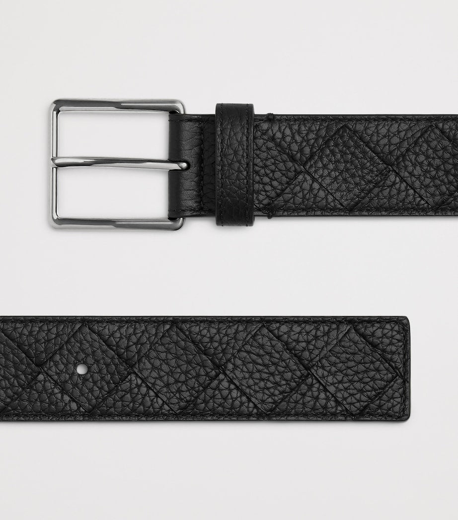 Bottega Veneta Intrecciato leather belt 3.5cm, imported from the UK