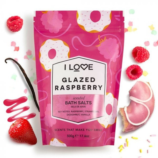 I Love Glazed Raspberry bath salts 500g, imported from the UK