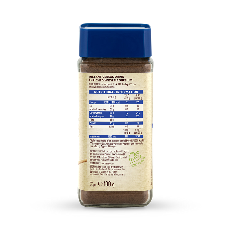 Barleycup Magnesium Coffee Alternative Cereal Drink 100g - British product