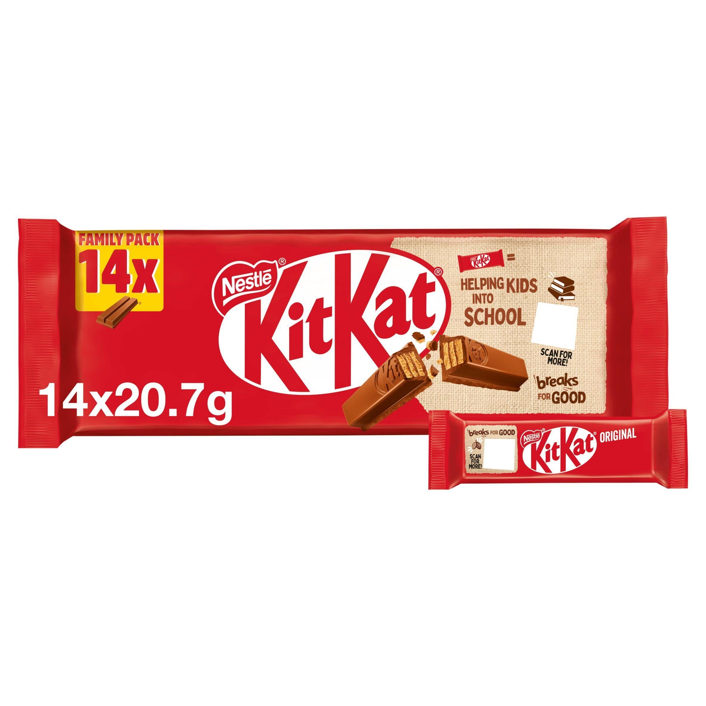 Kit Kat 2 Finger Dark Chocolate Biscuit Bar Multipack x14 289.8g Bigger packs Sainsburys   