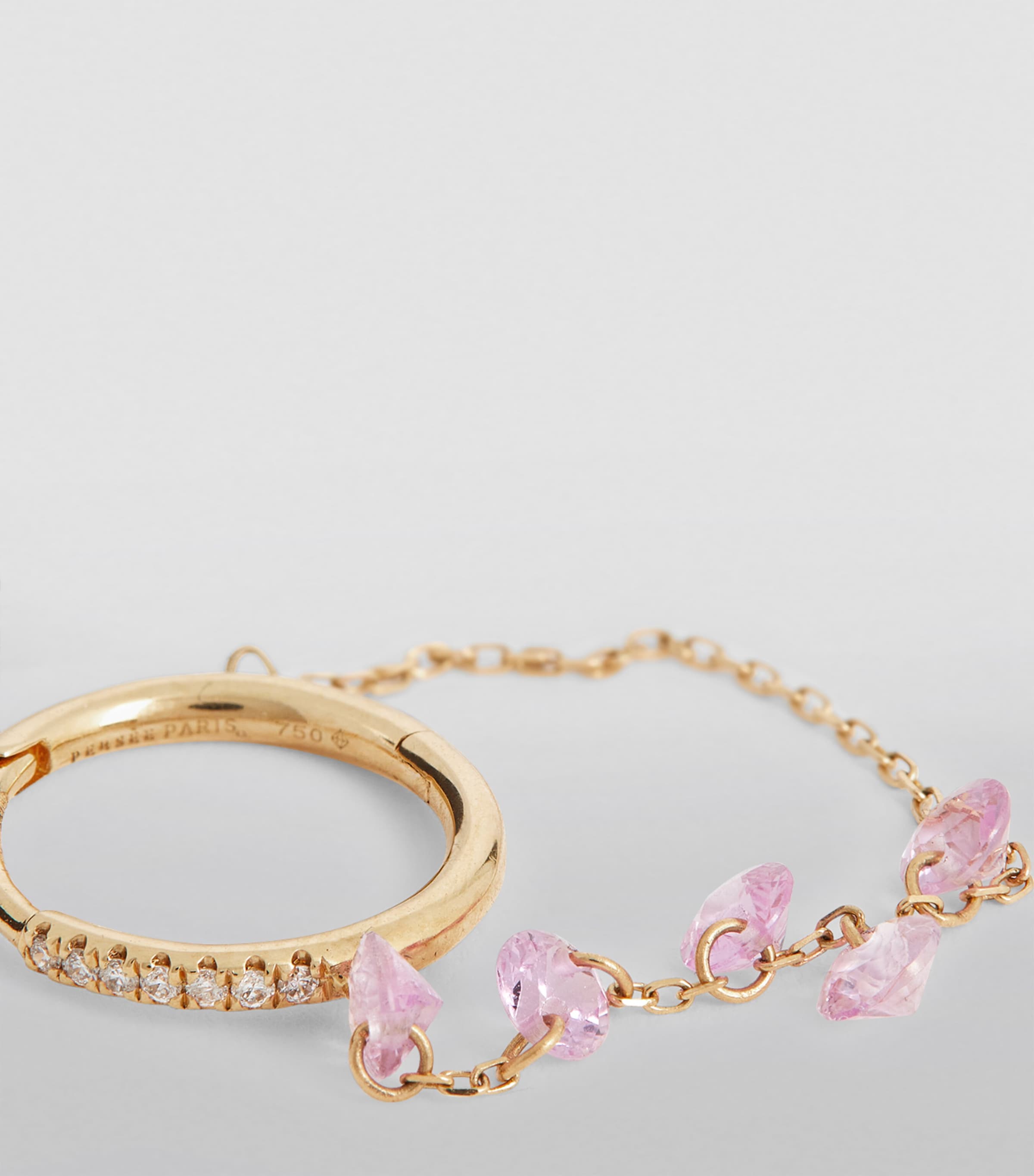 Persée Danaé single earring in yellow gold with diamond and sapphire (British brand)