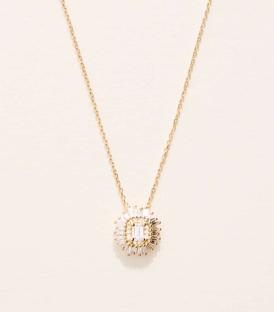 Suzanne Kalan yellow gold diamond flower necklace, imported from the UK