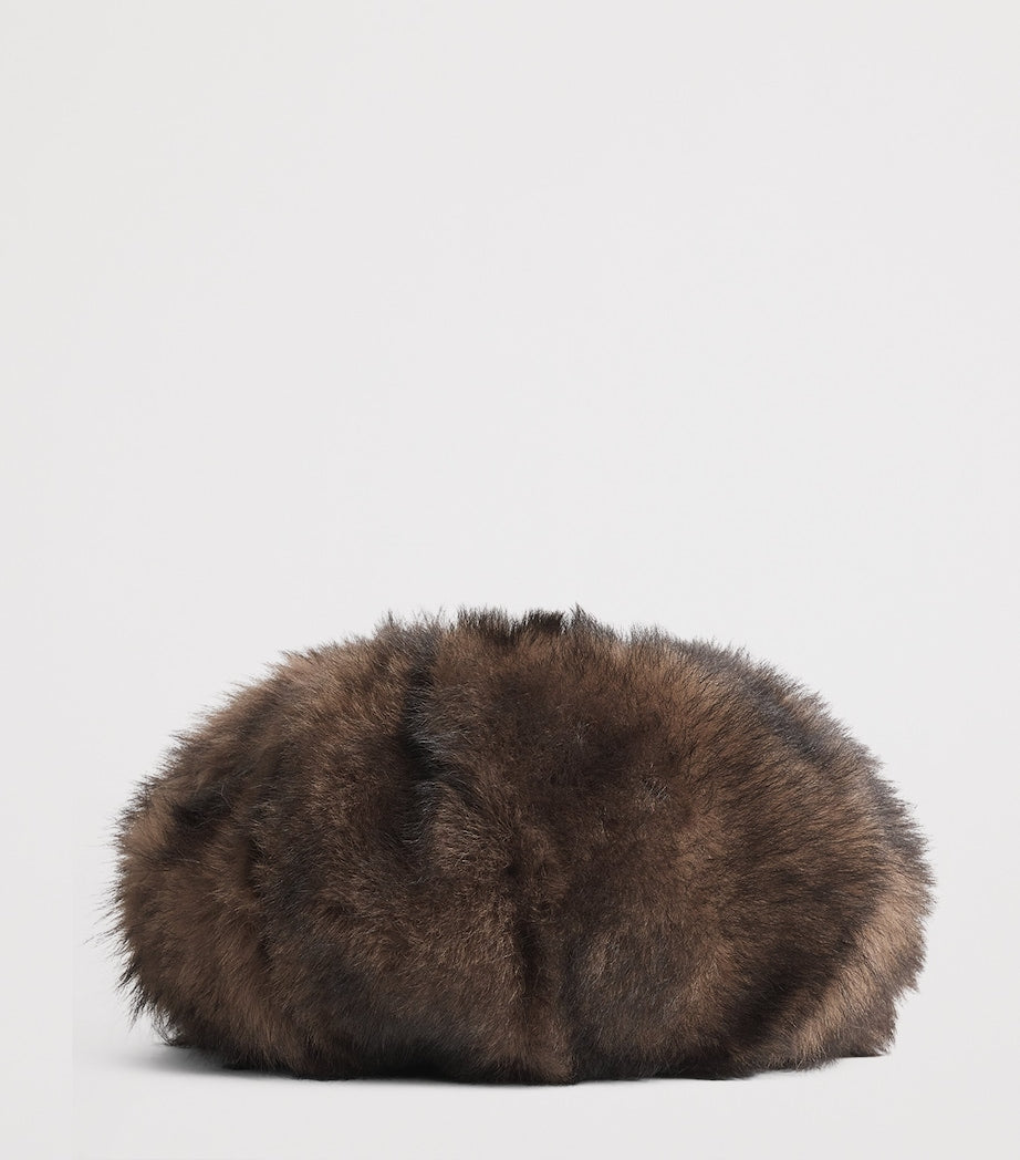 Chloé Shearling Plissé shoulder bag with gold-tone hardware, UK version