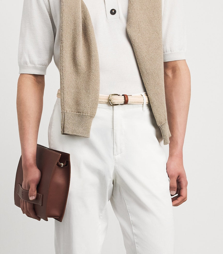 Eleventy cotton woven belt with gold-tone buckle - British product