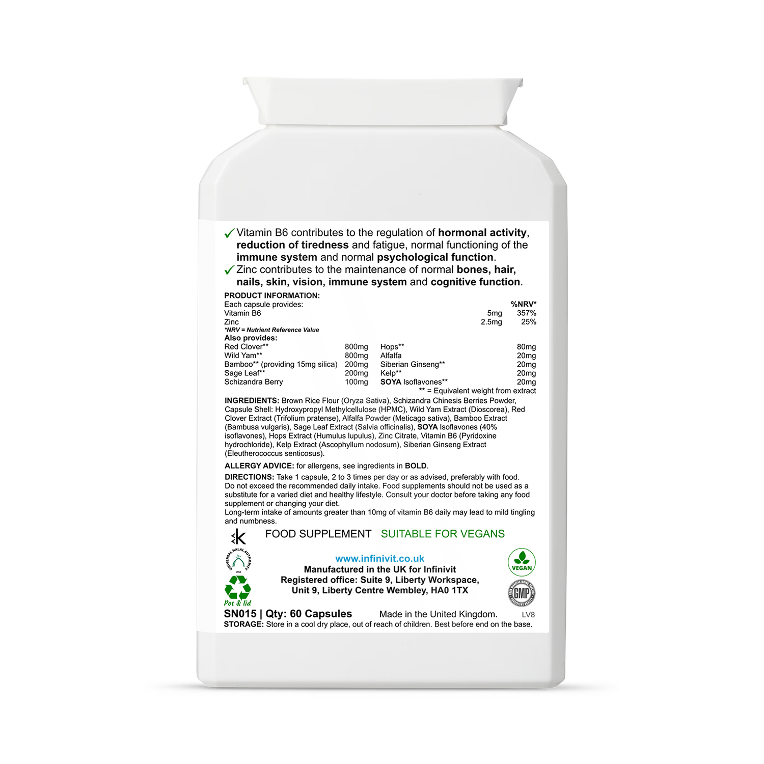 InfiniVit MENO Support menopause supplement 60 capsules (British brand)