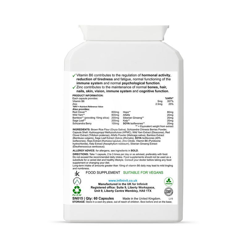 InfiniVit MENO Support menopause supplement 60 capsules (British brand)