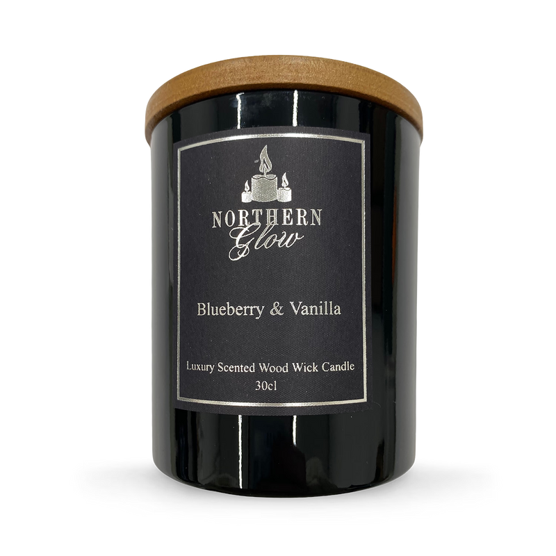 Scented wood wick candle blueberry and vanilla 212g, imported from the UK
