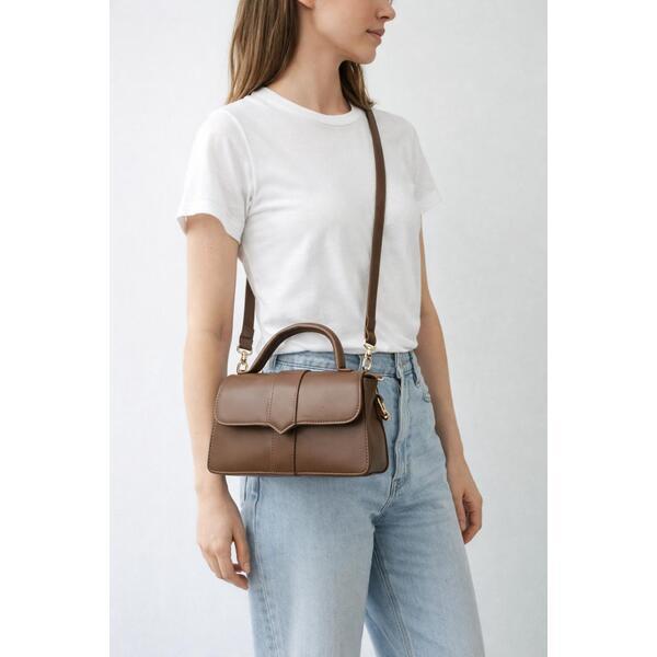 SVNX brown crossbody bag with hard top handle, UK version