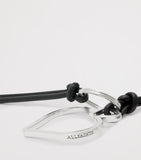 AllSaints metal spades keyring silver-tone leather trims, UK version