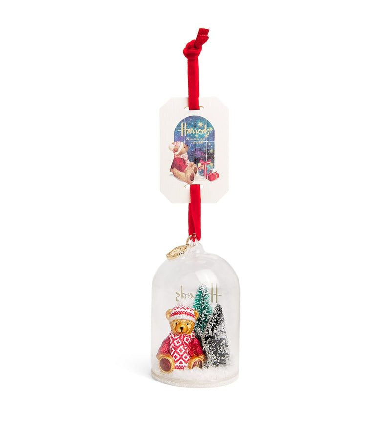 Glittery Resin Christmas Decoration with Velvet Ribbon 14cm x 6cm