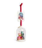 Glittery Resin Christmas Decoration with Velvet Ribbon 14cm x 6cm