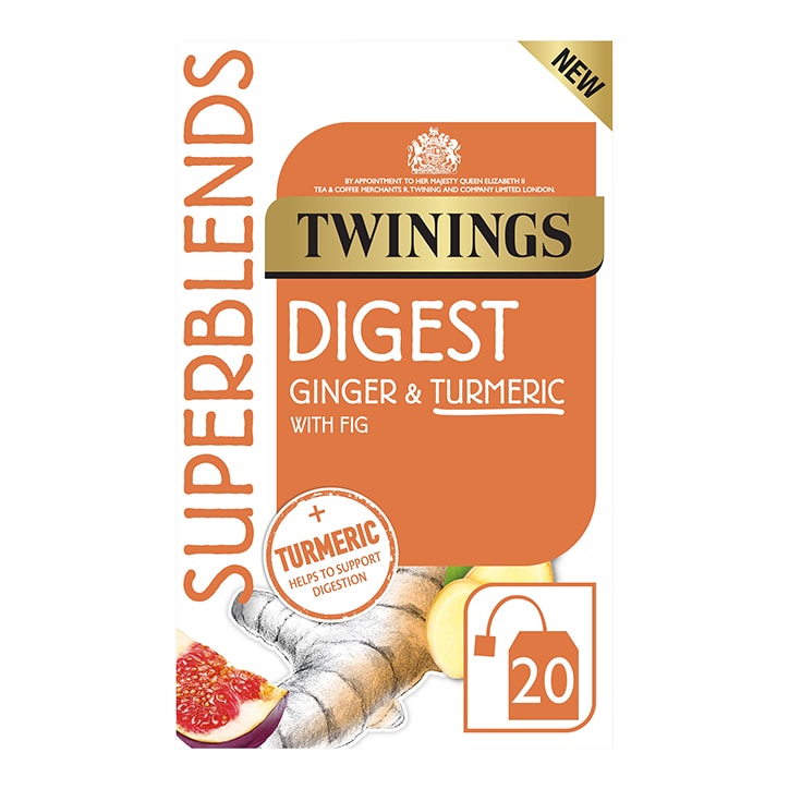 Twinings Superblends Digest Ginger & Turmeric with Fig 20 Teabags Teas Holland&Barrett   