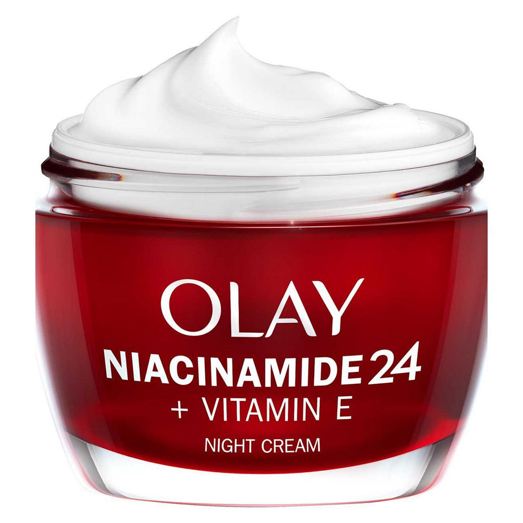 Olay Niacinamide 24 + Vitamin E Night Moisturiser With 99% Pure Niacinamide & Shea Butter, Fragrance Free, 50ml