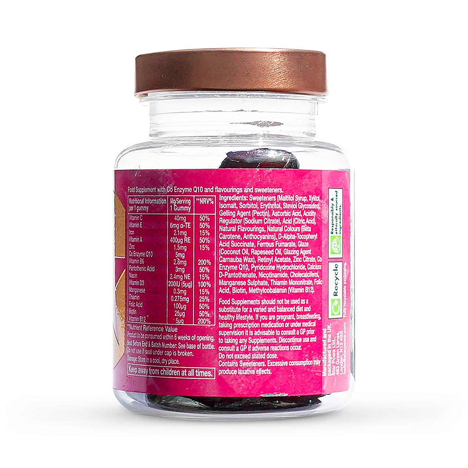 Starpowa Energy Multivitamin Gummies Raspberry Cranberry 30 count, imported from the UK