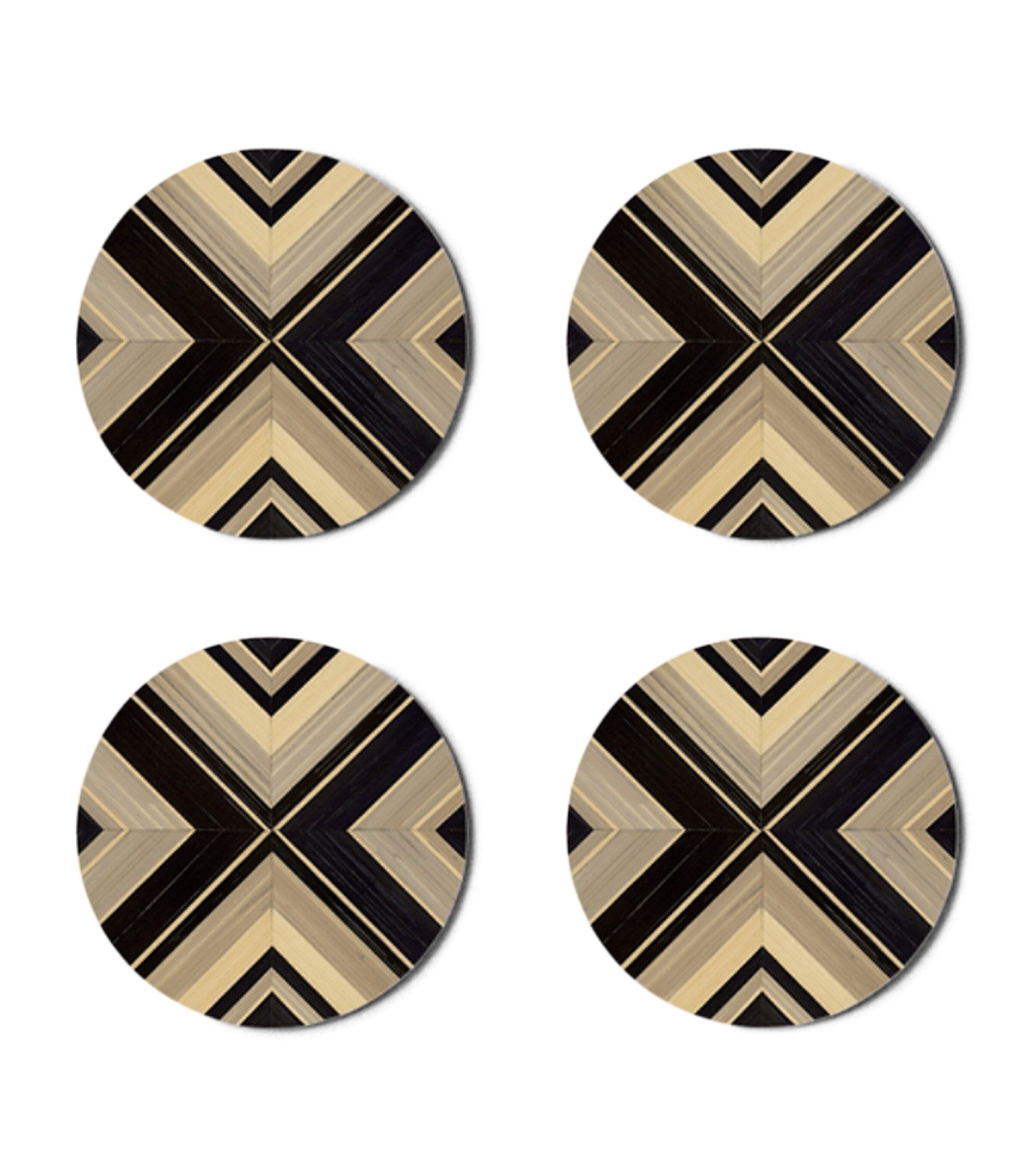 Hestia set of 4 Geometrique round coasters, UK version