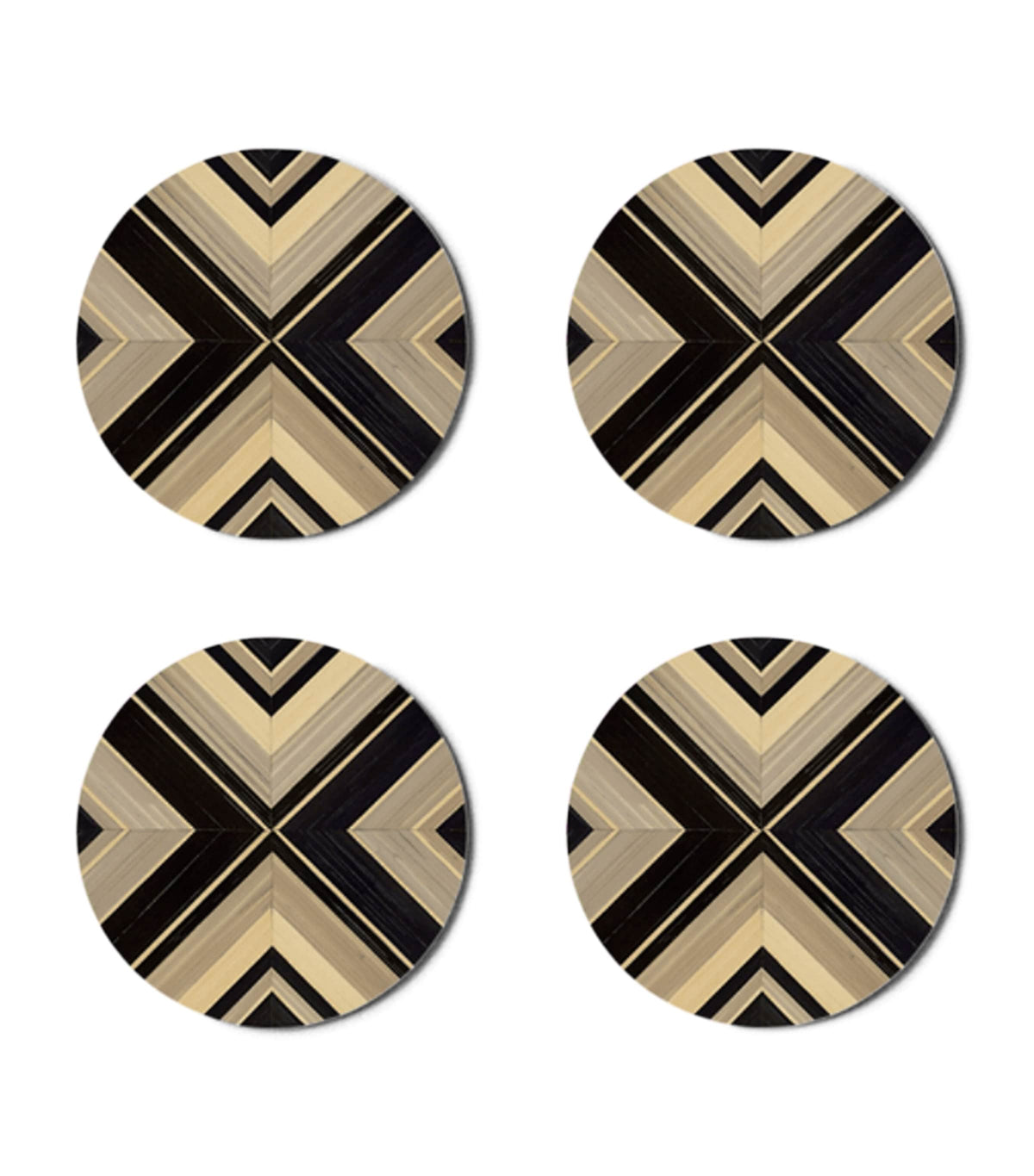 Hestia set of 4 Geometrique round coasters, UK version