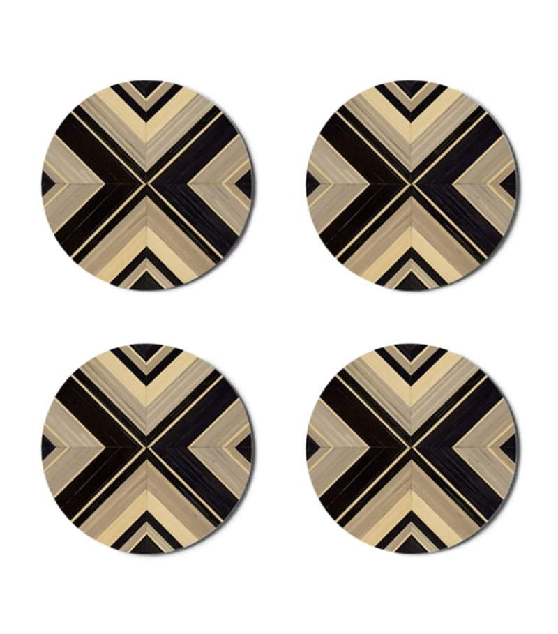 Hestia set of 4 Geometrique round coasters, UK version