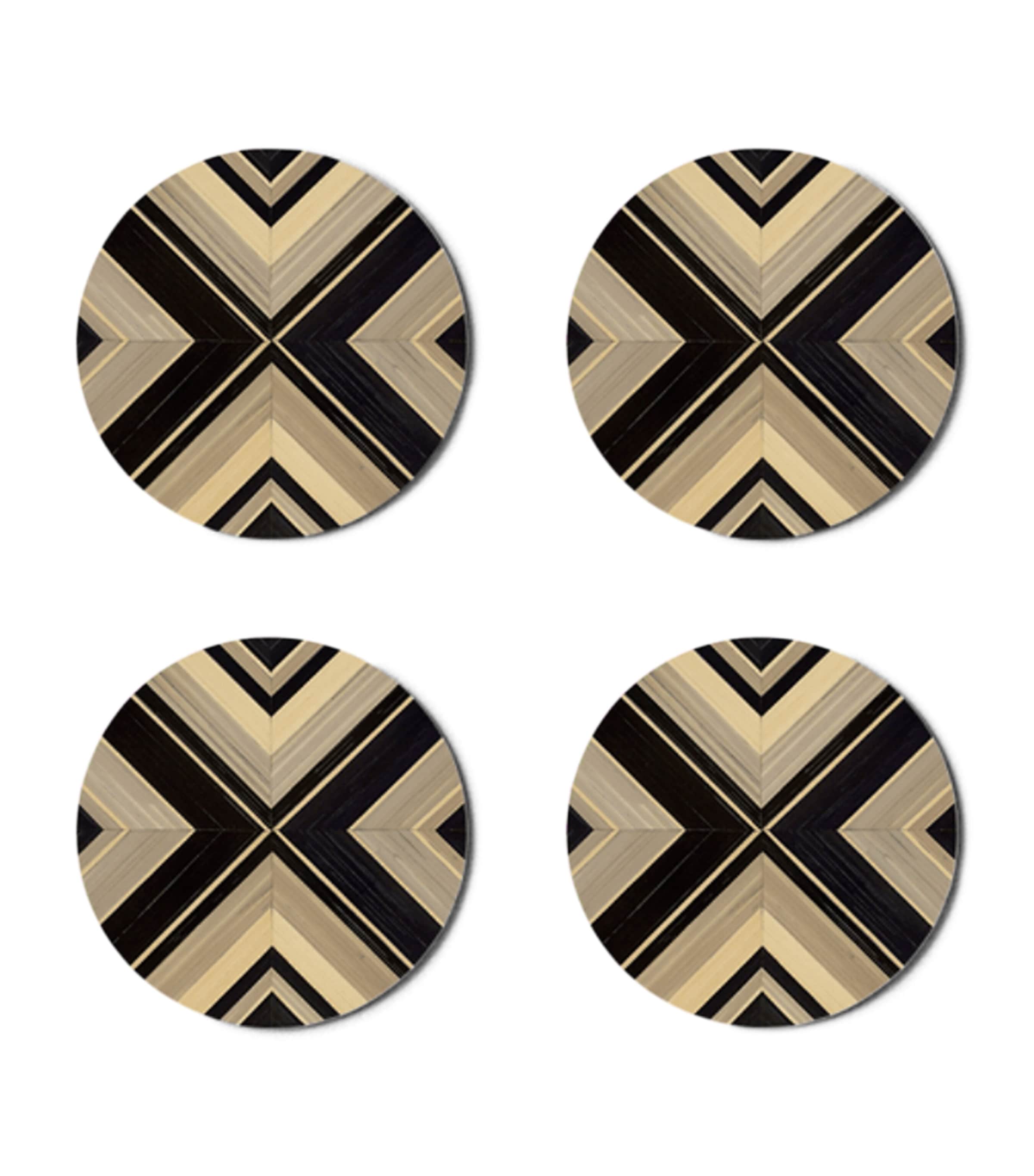 Hestia set of 4 Geometrique round coasters, UK version
