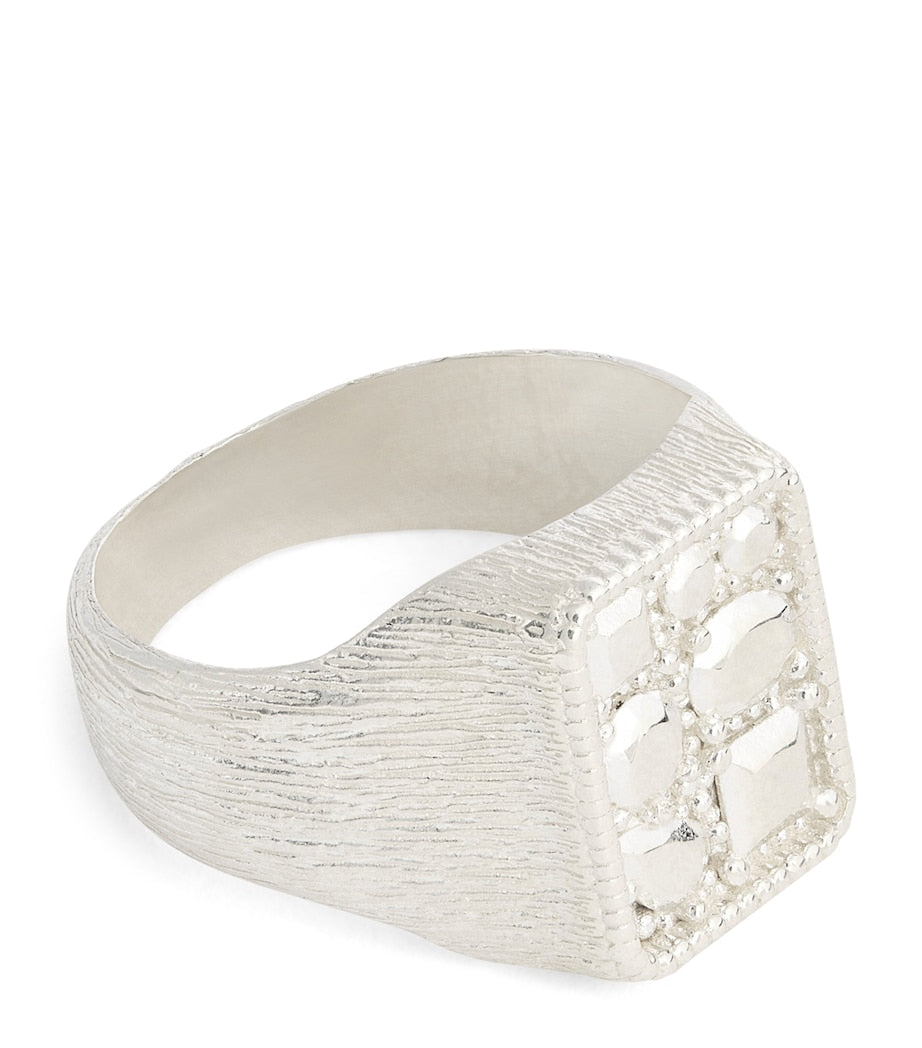 Bleue Burnham Cottage Garden signet ring sterling silver, imported from the UK