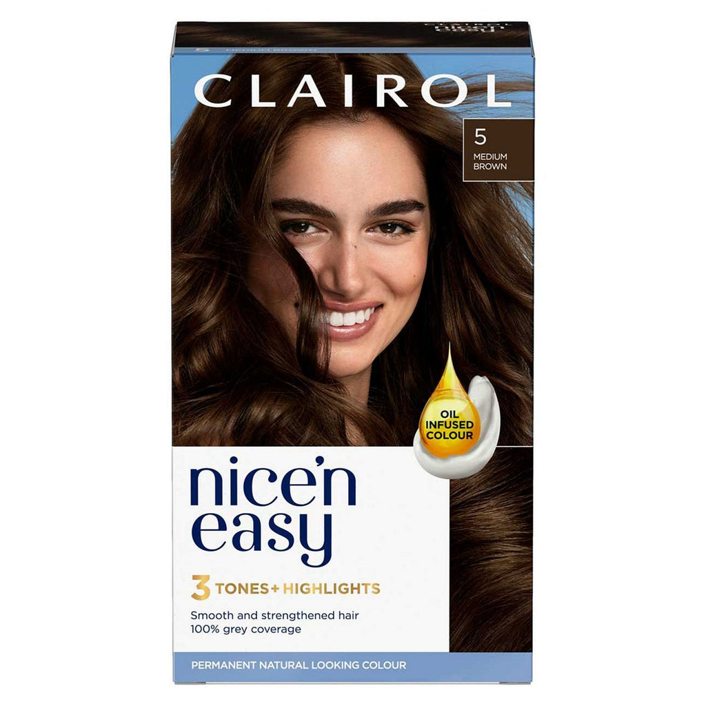 Clairol Nice'n Easy Crème Oil Infused Permanent Hair Dye 5 Medium Brown 177ml