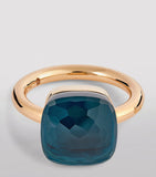 Pomellato Nudo Maxi ring blue London topaz rose white gold, imported from the UK