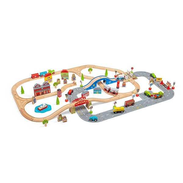 Bigjigs Rail City Road and Railway Set GOODS Superdrug   