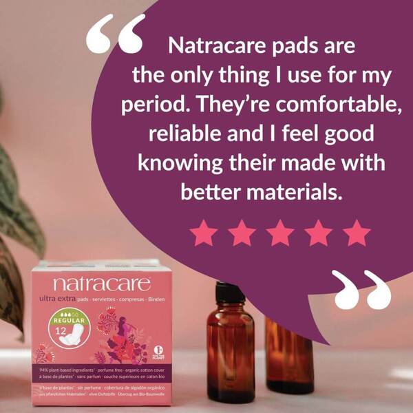 Natracare Ultra Extra Long sanitary pads 40 pack, imported from the UK