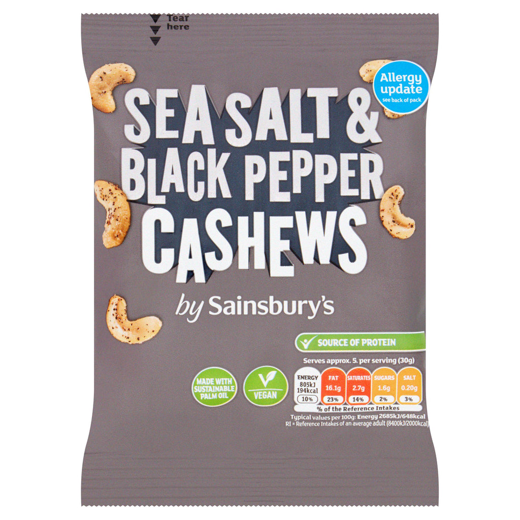 Sainsbury's Sea Salt & Black Pepper Cashews 150g