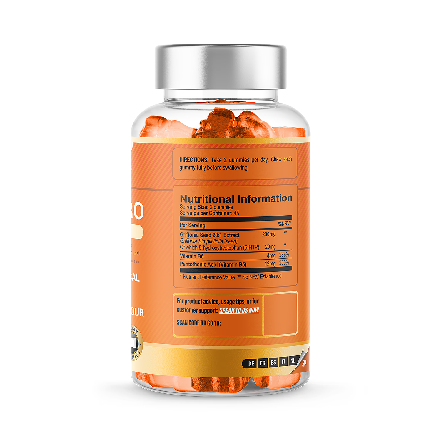 5HXT 5-HTP gummies 200mg 90 count, imported from the UK