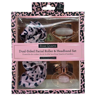 Superdrug Danielle Creations Rose Quartz Roller & Satin Leopard Print Headband- Buy online at McGrocer