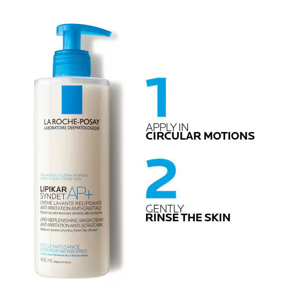 La Roche-Posay Lipikar Syndet AP+ cream wash 400ml, imported from the UK