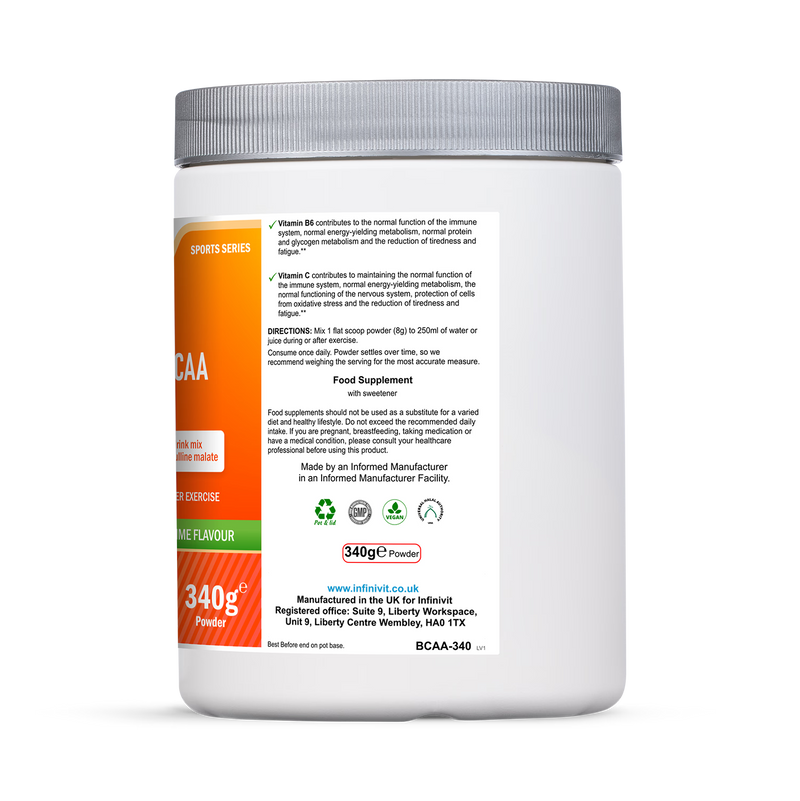 InfiniVit Amino Boost BCAA powder Lemon & Lime 340g (British brand)