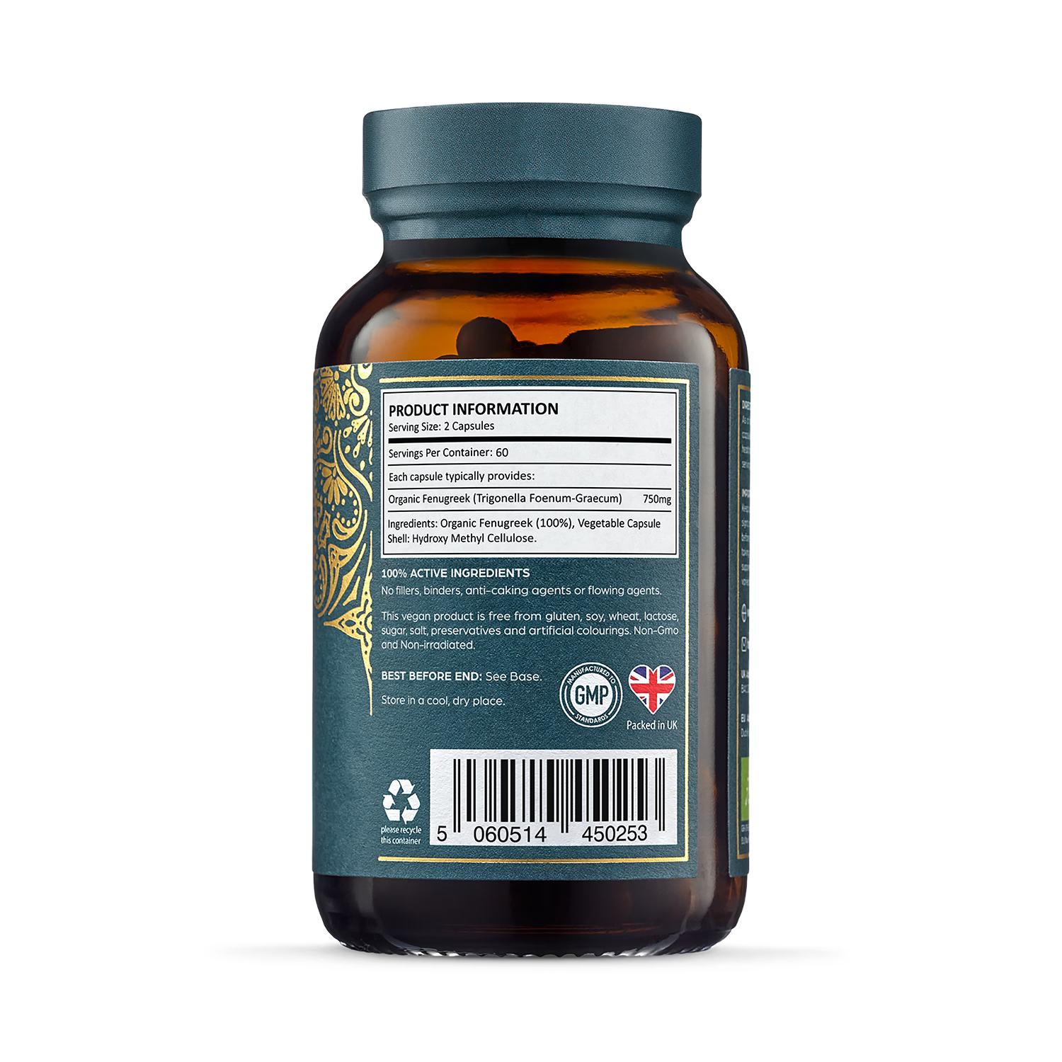 Ayurvediq Organic Fenugreek Capsules 120 capsules, imported from the UK