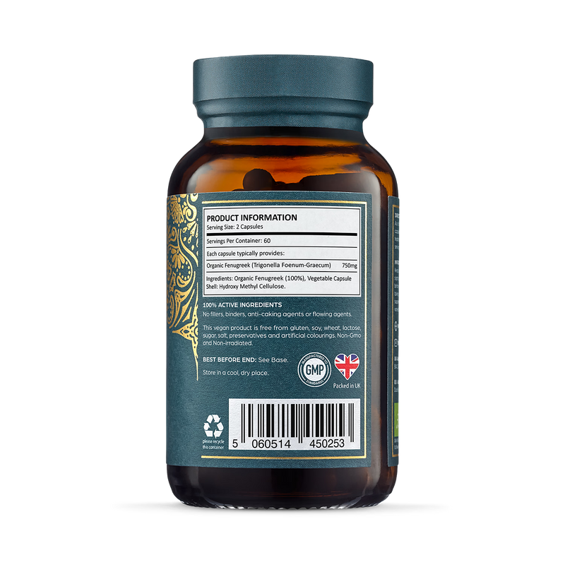Ayurvediq Organic Fenugreek Capsules 120 capsules, imported from the UK