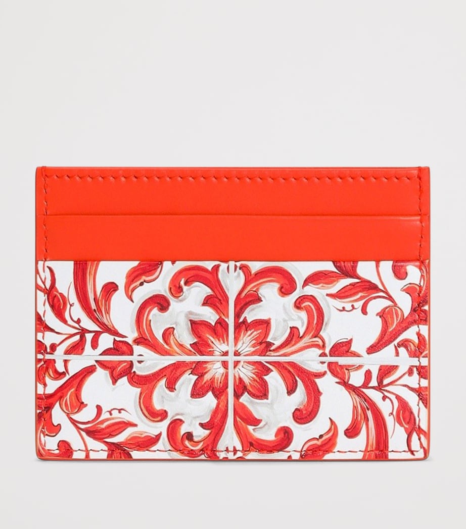 Dolce&Gabbana Majolica card holder in calfskin leather, imported from the UK