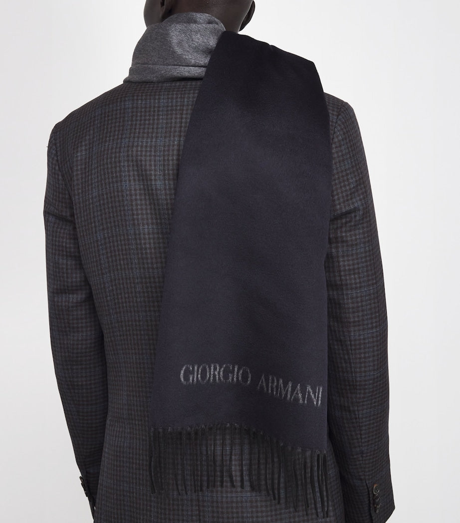 Giorgio Armani silk-cashmere fringe scarf 184cm x 40cm, UK version