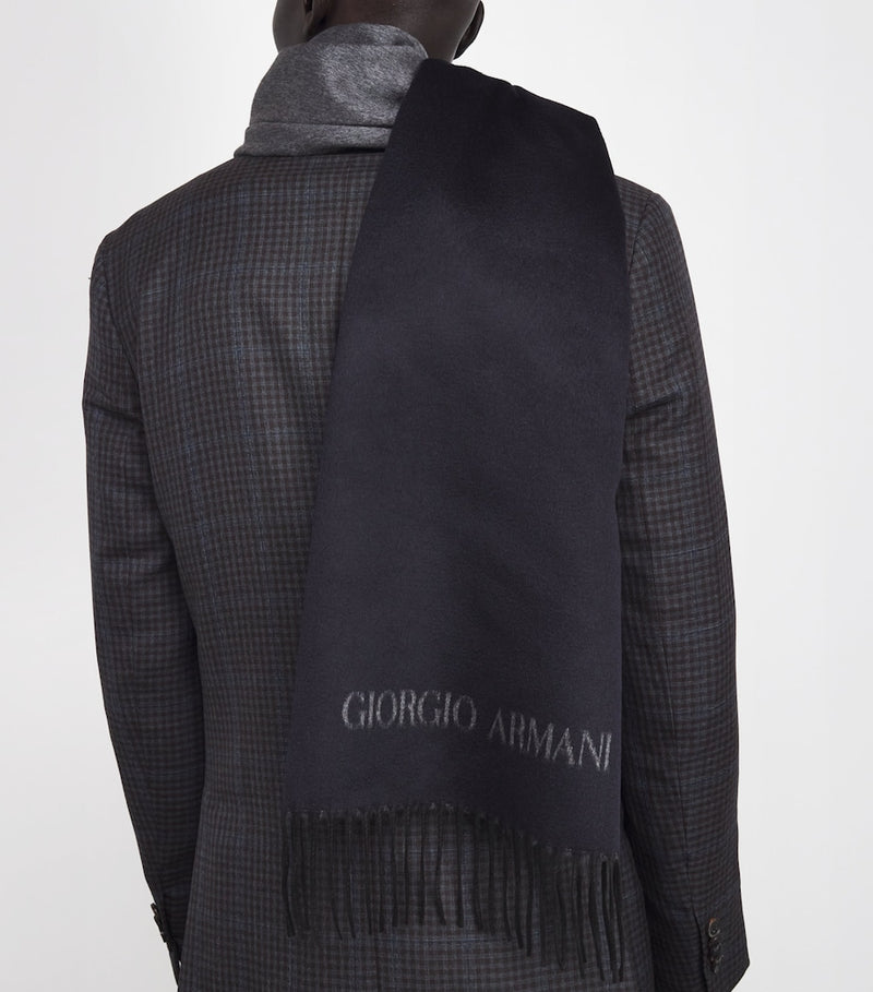 Giorgio Armani silk-cashmere fringe scarf 184cm x 40cm, UK version