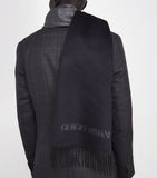 Giorgio Armani silk-cashmere fringe scarf 184cm x 40cm, UK version