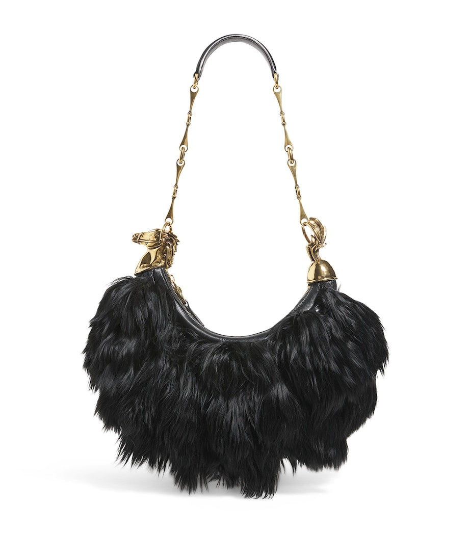 Chloé black feather crescent shoulder bag - British product