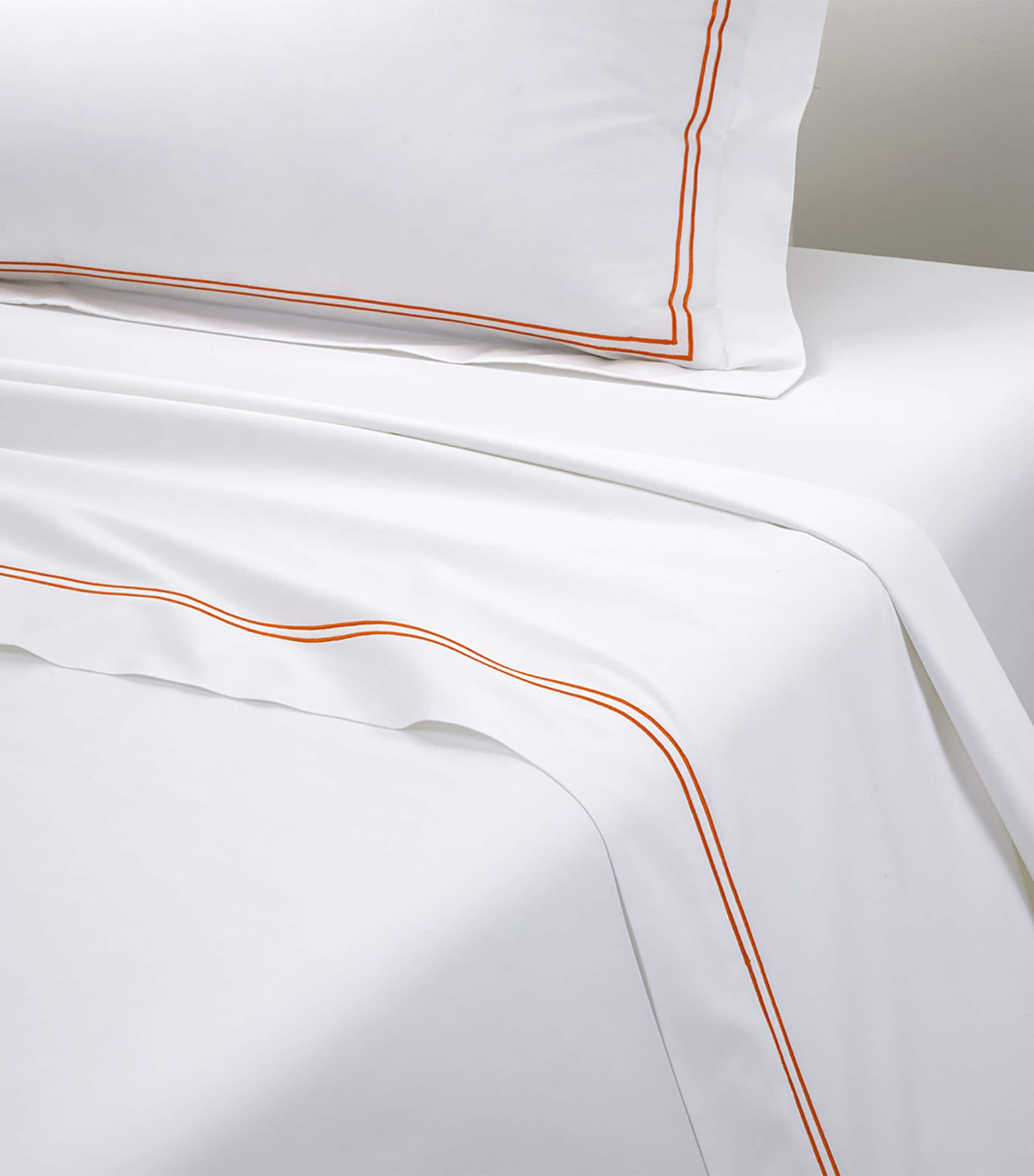 Yves Delorme organic cotton duo orange double flat sheet 240cm x 295cm (British brand)