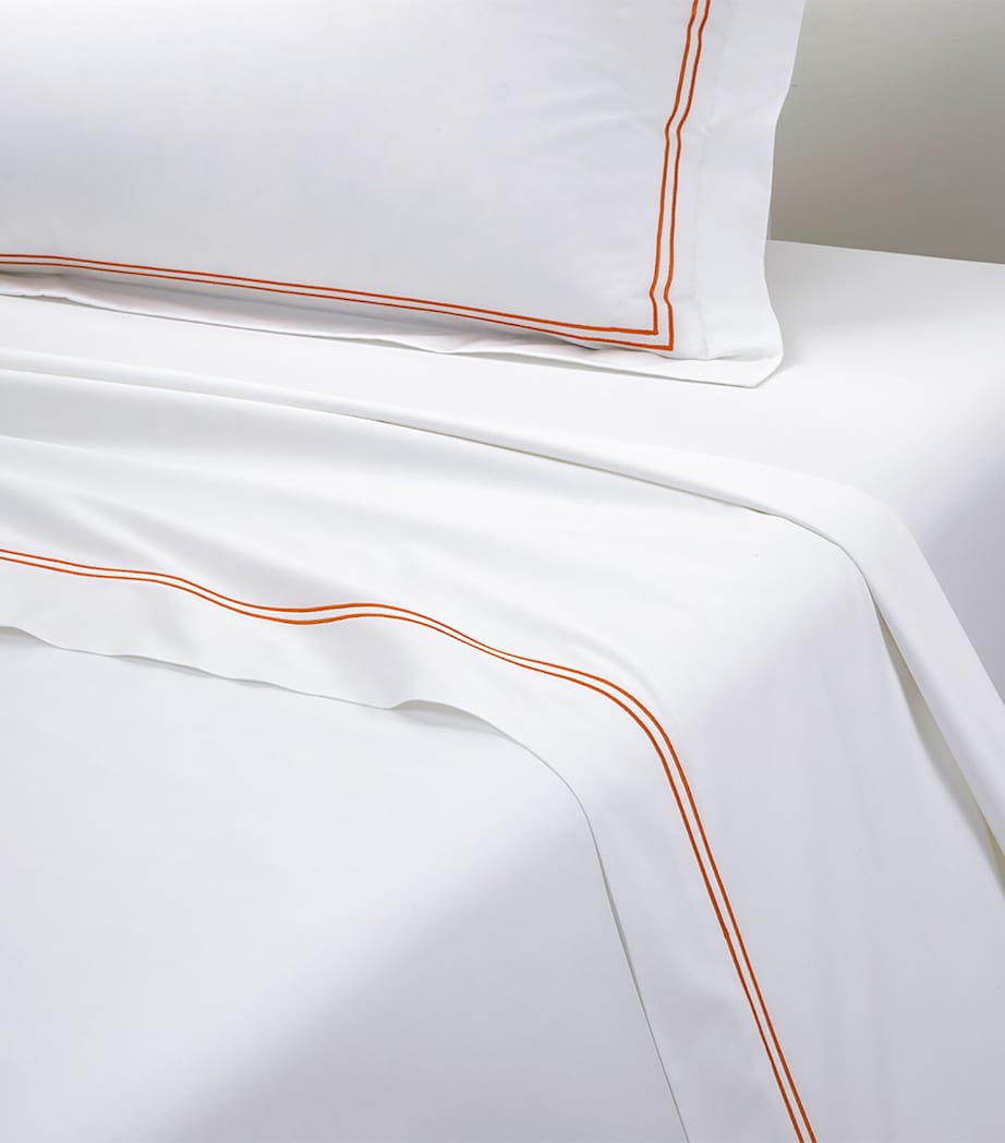 Yves Delorme organic cotton duo orange double flat sheet 240cm x 295cm (British brand)