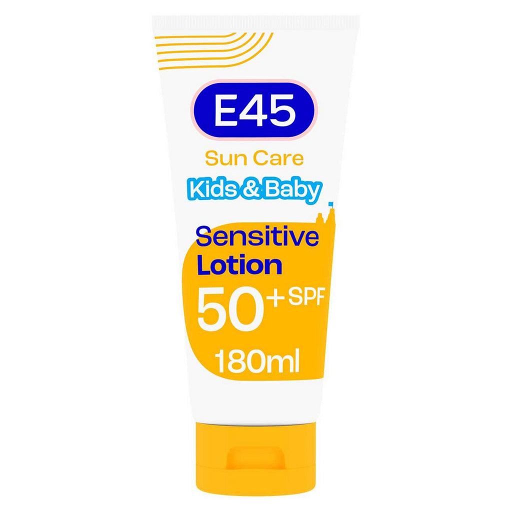 E45 Kids & Baby Sun Face & Body Lotion for Sensitive Skin. Gentle Sun Cream with very high SPF 50+ 180ml