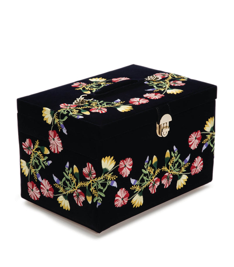 WOLF Large Zoe jewellery box in mink velvet with compartments, UK version